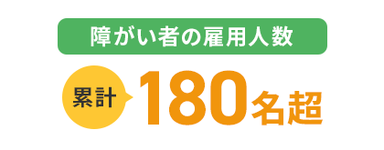 障がい者の雇用人数 累計180名超